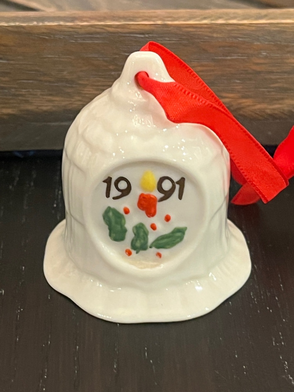 Vintage Belleek 1991 Christmas Bell Ornament